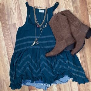 Intimately Free People Voile and Lace Trapeze Mini Dress